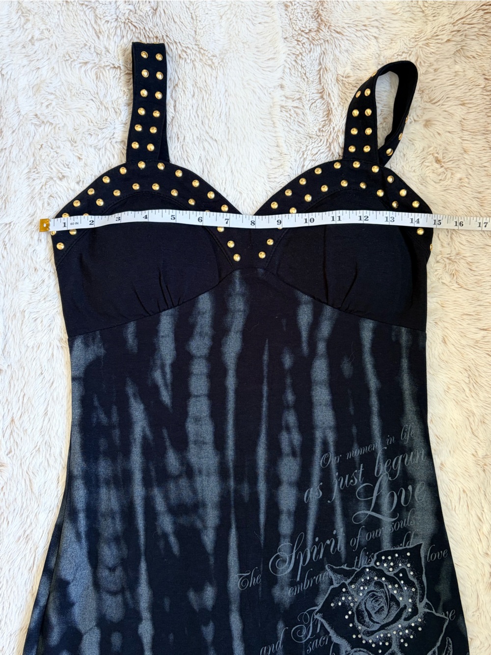 🖤 Vintage Y2K South Pole Mini Dress Studded Rhinestone Tattoo McBling Goth Glam - Picture 7 of 11